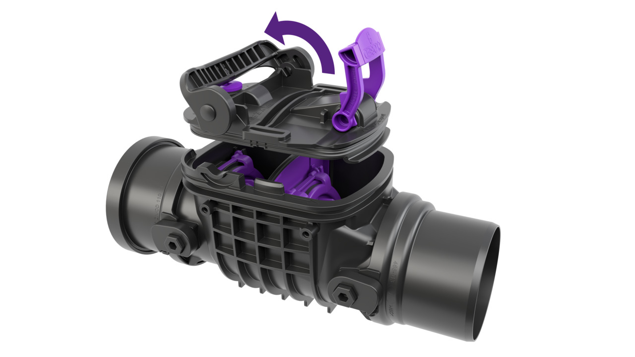 The one-handed closure allows convenient maintenance without tools. The one-handed closure allows convenient maintenance without tools.