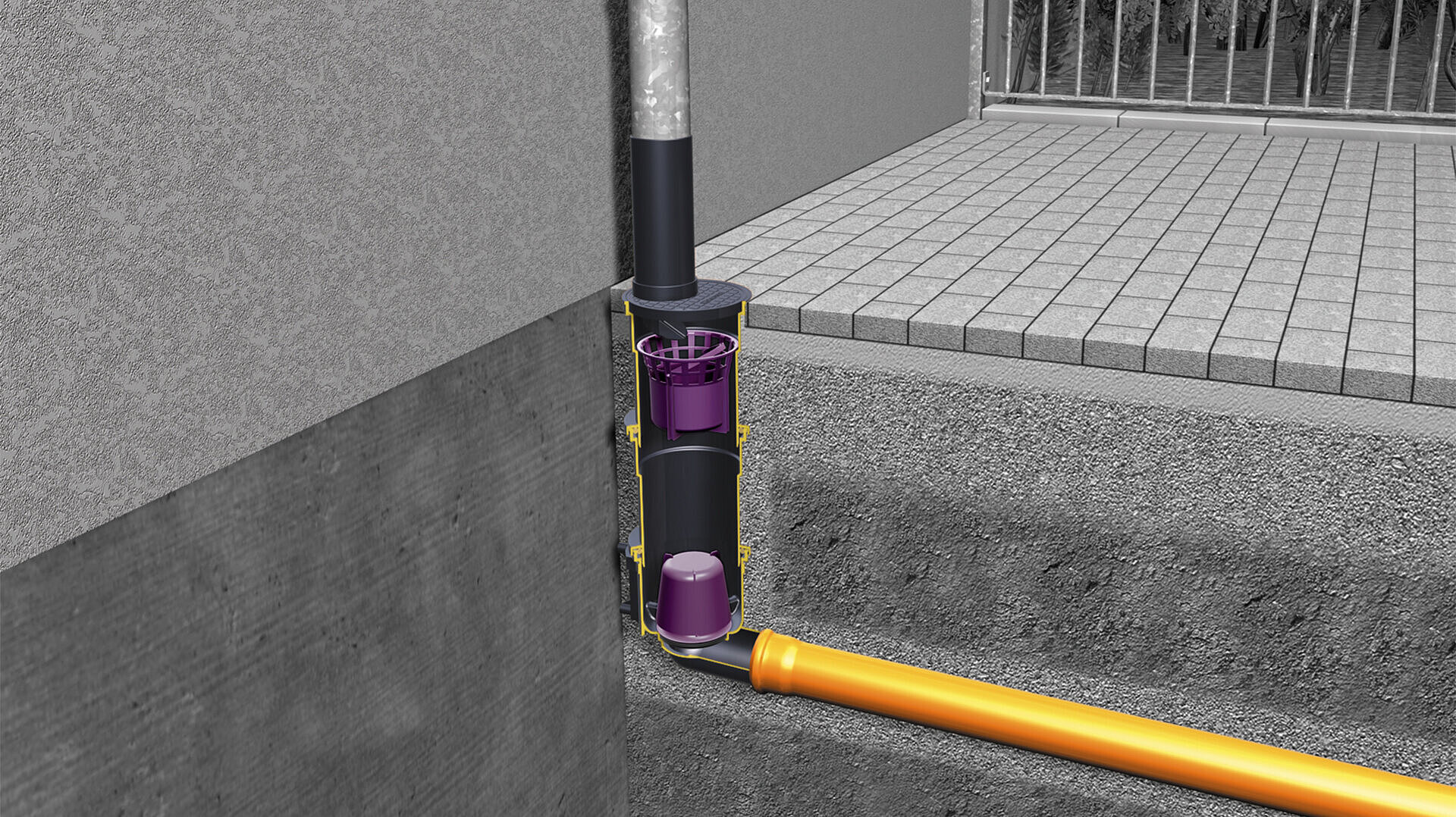 Gutter drain with an odour trap Gutter drain with an odour trap