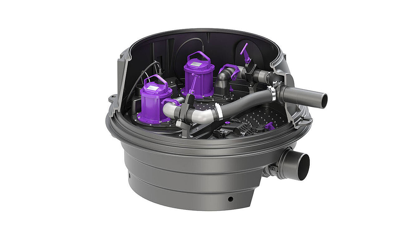 Hybrid lifting station Ecolift XL, for very low installation, dry installation Hybrid lifting station Ecolift XL, for very low installation, dry installation