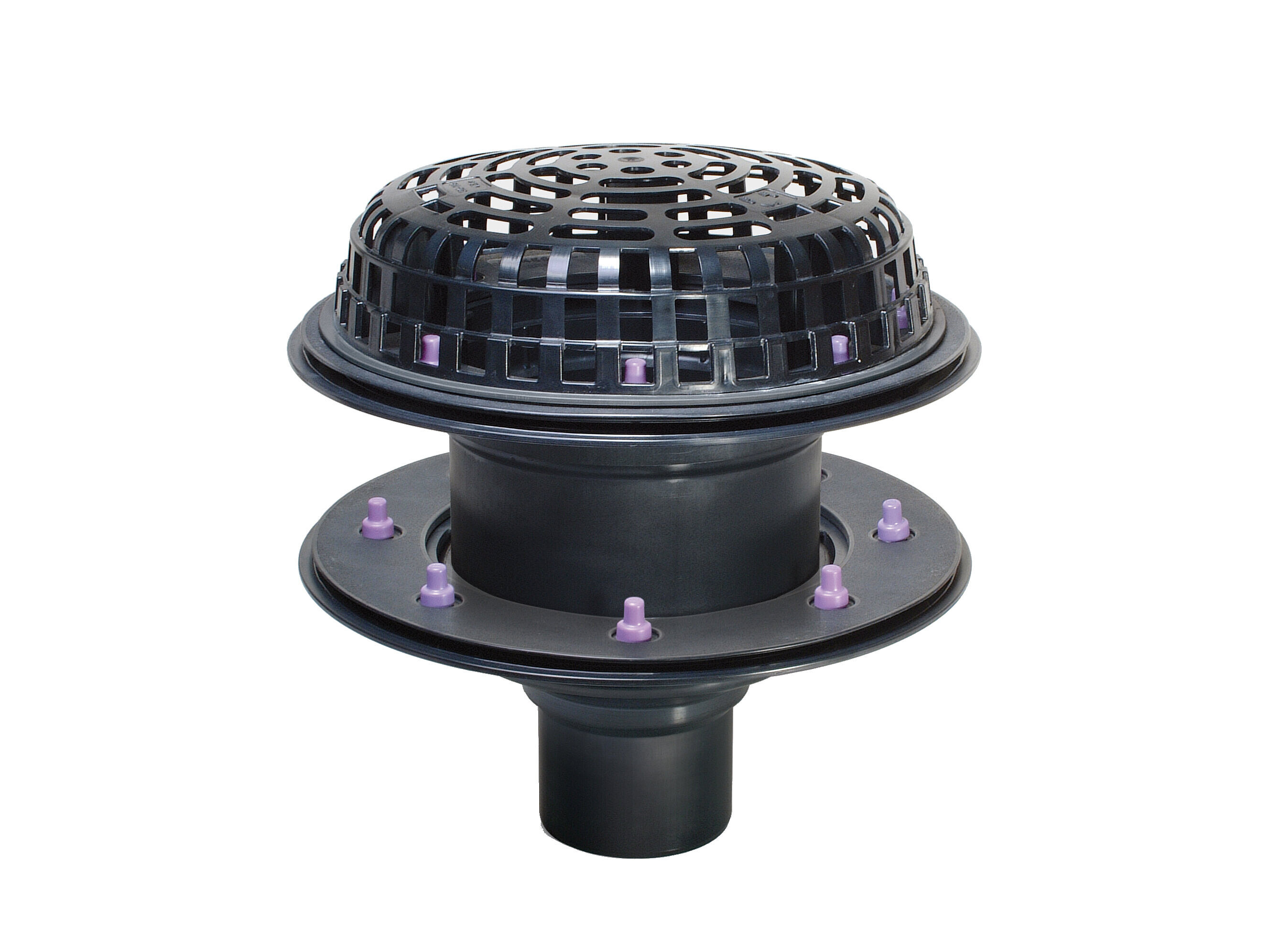 Ecoguss roof drain for flat roof surfaces with a double waterproofing layer Ecoguss roof drain for flat roof surfaces with a double waterproofing layer