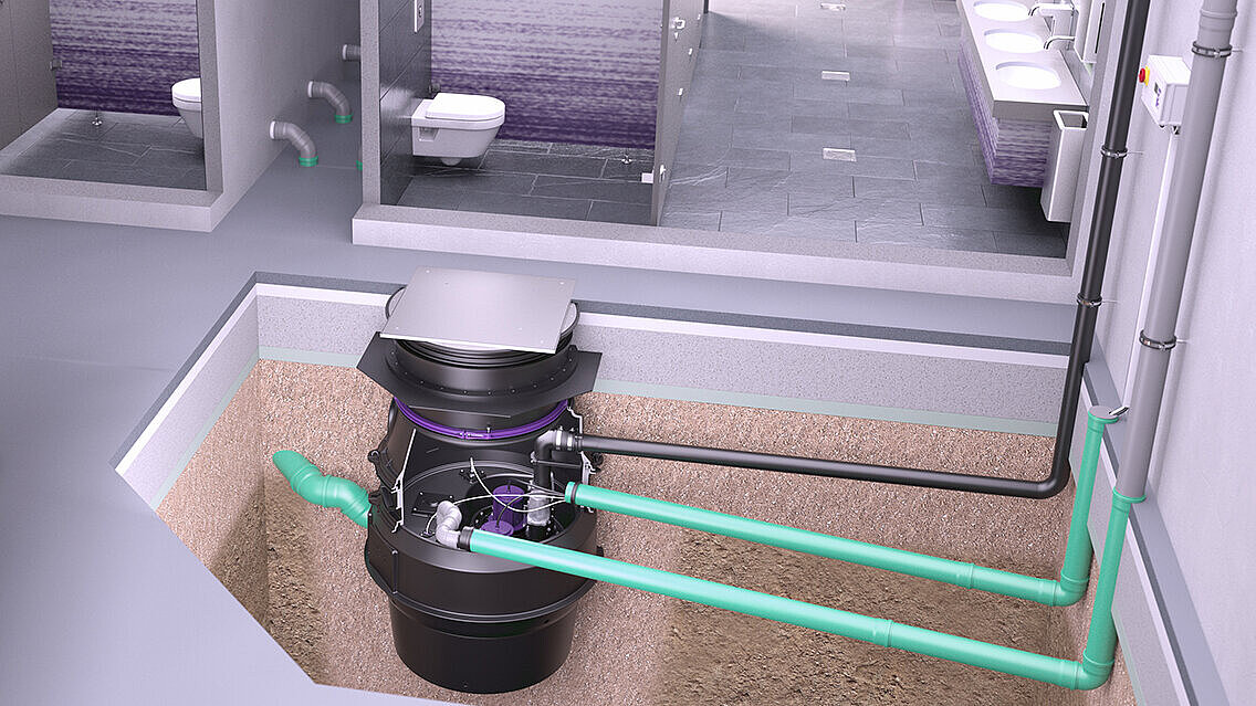 Large toilet facilities in commercial buildings such as hotels, offices or shopping centres are a case for the Aquapump XL.