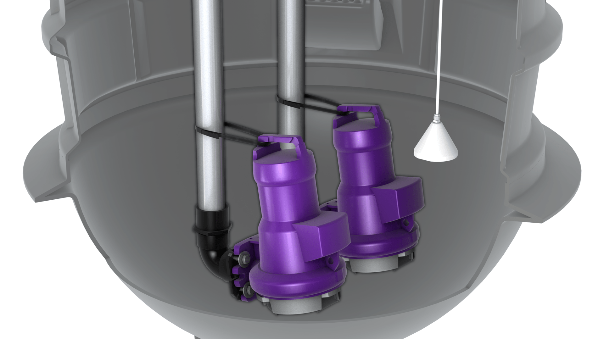 Aquapump XL Basic pumping station, detailed view, pumps Aquapump XL Basic pumping station, detailed view, pumps