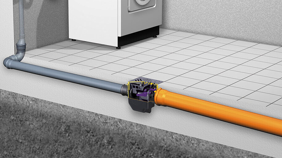 Compact basement drain, ideal for renovation projects. Compact basement drain, ideal for renovation projects.