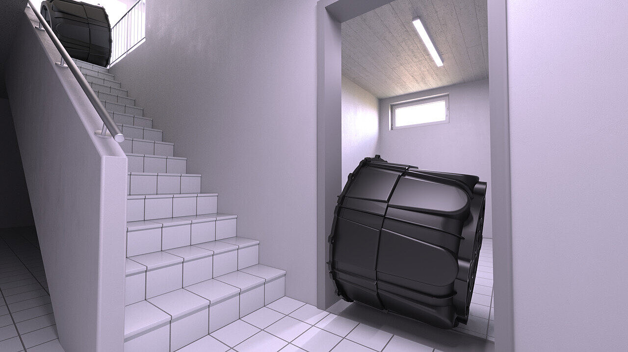 Space-saving installation Space-saving installation