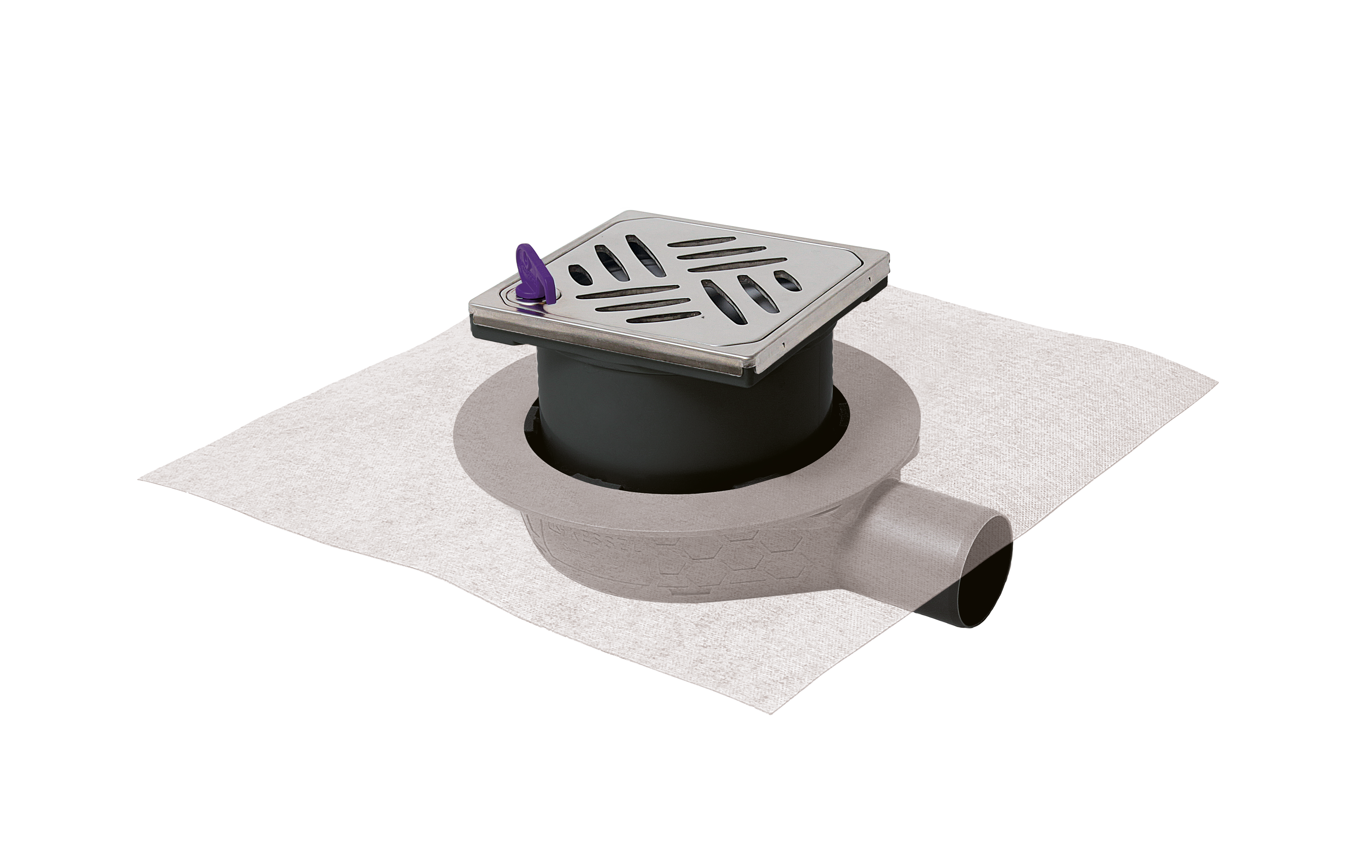 The Ultraflat 54 bathroom drain with a Kessel design cover and Lock & Lift locking system The Ultraflat 54 bathroom drain with a Kessel design cover and Lock & Lift locking system