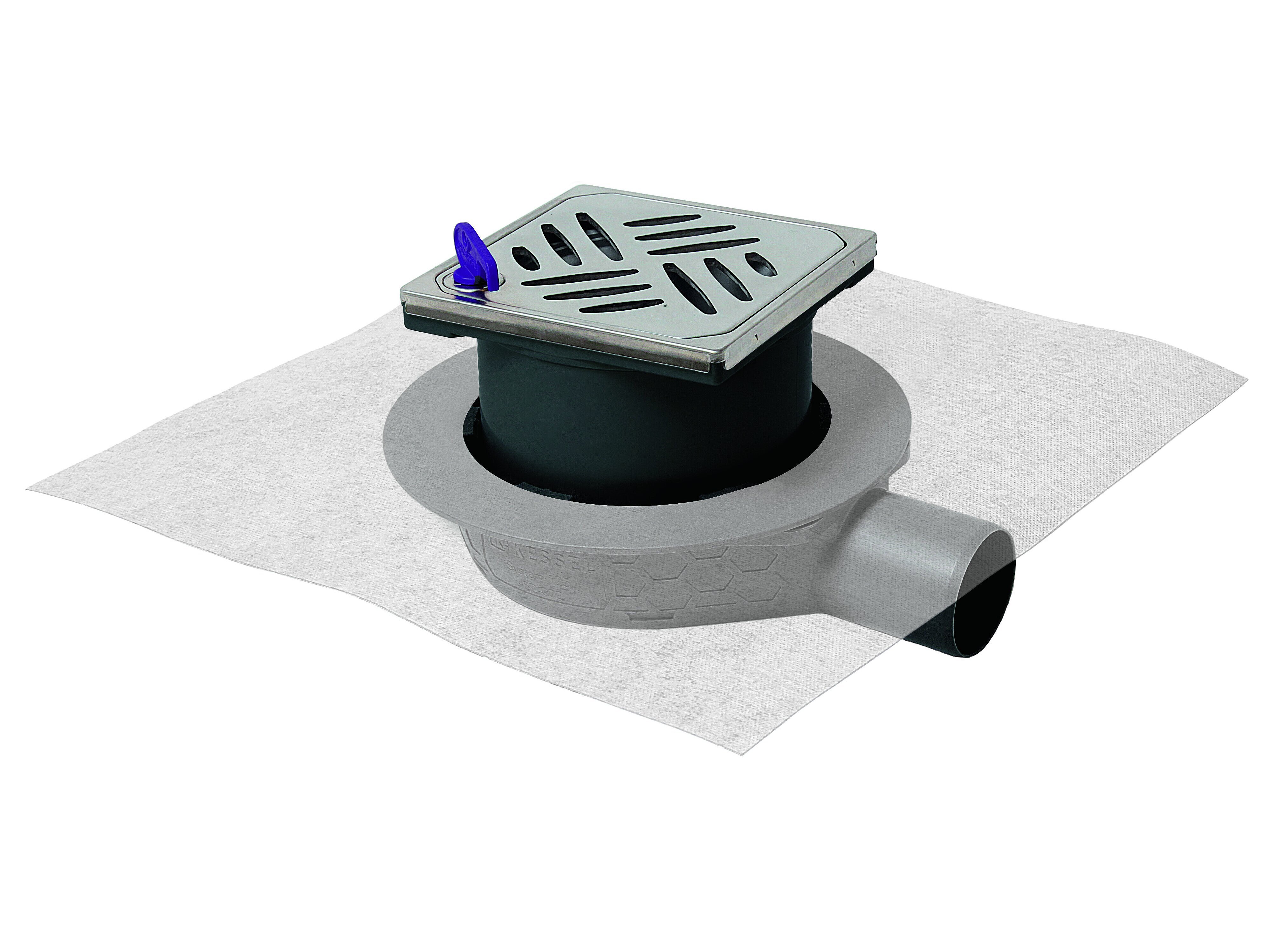 The Ultraflat 54 bathroom drain, DN 50, with a slotted cover, Lock & Lift locking system and Megastop The Ultraflat 54 bathroom drain, DN 50, with a slotted cover, Lock & Lift locking system and Megastop