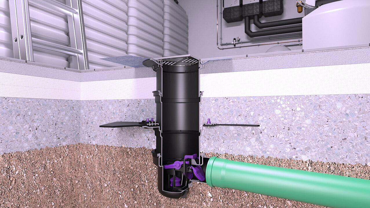 Installation diagram for the light liquid trap in the heating room Installation diagram for the light liquid trap in the heating room
