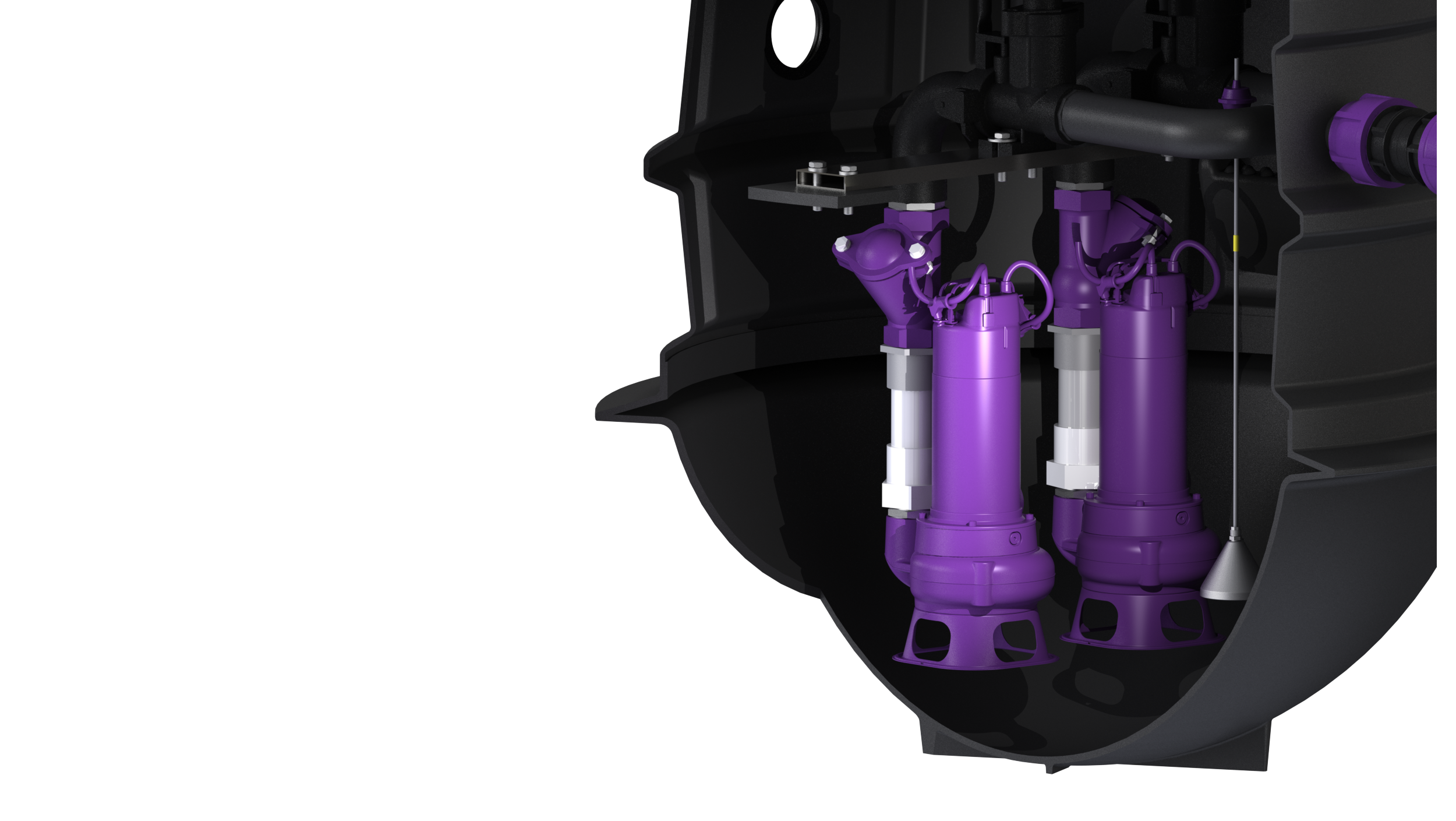 Aquapump XL Basic pumping station, detailed view, pumps Aquapump XL Basic pumping station, detailed view, pumps