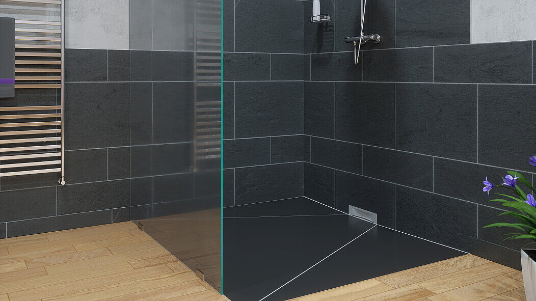 Installation diagram for the Scada wall drain in a shower Installation diagram for the Scada wall drain in a shower